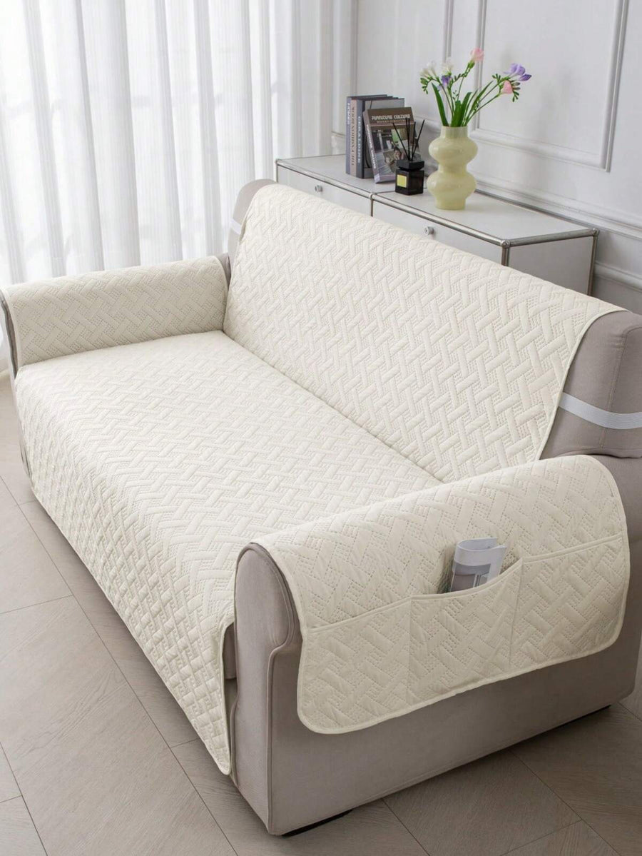 1pc Durable Sofa Cover, Easy To Clean, Pet-Friendly Sofa Protector, Diamond Quilted Design, Fits 1/2/3 Seater, All Season Breathable, Modern Sofa Slipcover With Side Pockets