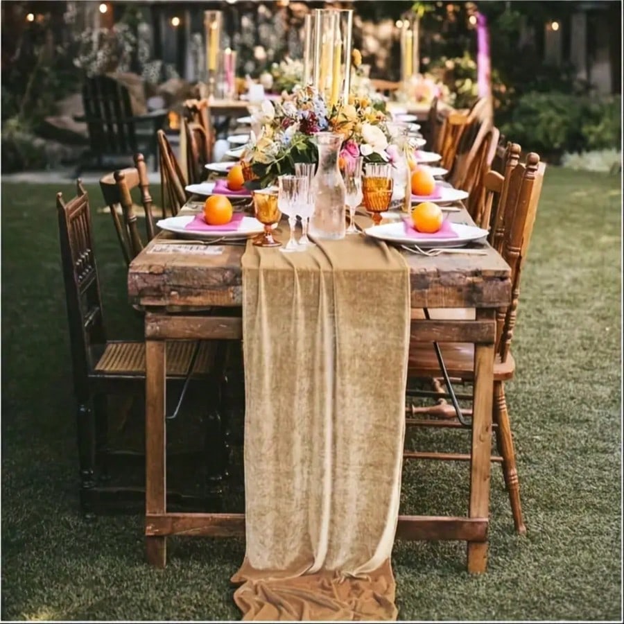 Velvet Table Runner 20 X 120 Inches 10ft Luxurious Thick Soft Velvet Christmas Thanksgiving Wedding Reception Table Runner For Party Reception Decorations